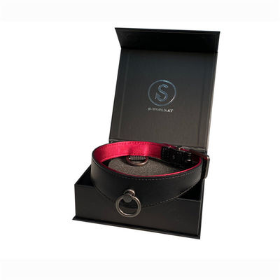 Amostra Dongguan Luxury Leather Pet Dog Cat Collar Leashes Custom Gift Box Embalagem