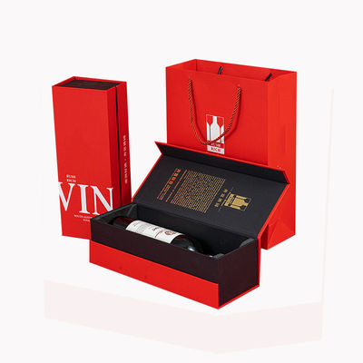 Liquor Vinho tinto Uísque Garrafa de vidro Papel rígido Cartão de embalagem Caixa-presente de papel magnético Flip Top