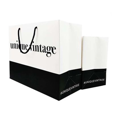 Logotipo personalizado Vestuário Compras Regalo Beleza Embalagem Saco de papel com carimbo de ouro acabamento