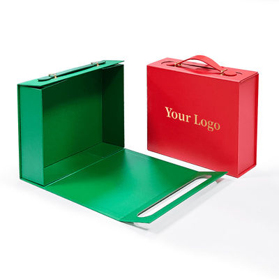 Caixa-presente de logotipo personalizado feita de cartão reciclável requintado com alça prática de couro