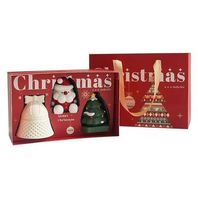 Caixa de Natal de Papel Vermelho de Luxo com Logotipo Personalizado e Alça para Embalagem de Presentes, Alimentos, Joias e Farmácia com Design de Marca