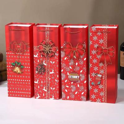 Sacos de papel personalizados impressos com o seu próprio logotipo Sacos de presente de papel de Natal para embalagens de vinho