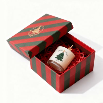 Fábrica por atacado de cartão personalizado colorido caixa de papel de Natal tampa e base de velas caixas com carimbo