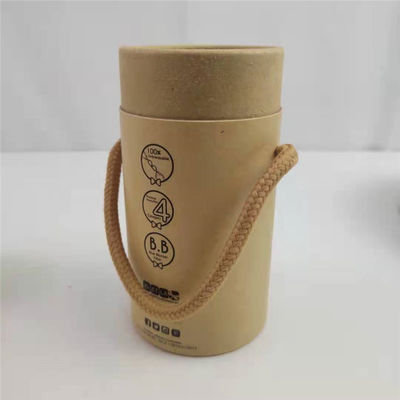 Embalagem de cilindro de papel de artesanato redondo Caixa de presente de tubo de papelão reciclável com alça