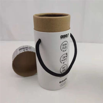 Embalagem de cilindro de papel de artesanato redondo Caixa de presente de tubo de papelão reciclável com alça
