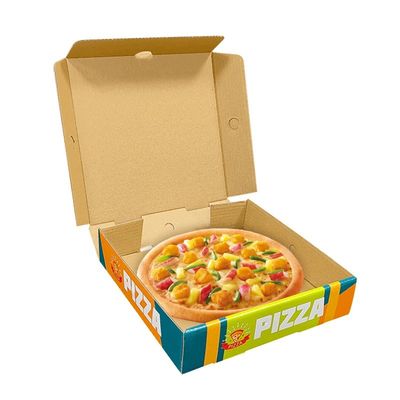 Impressão de logotipo personalizado Pizza embalada corrugada branca Caixa de cartão de papel dobrável para alimentos