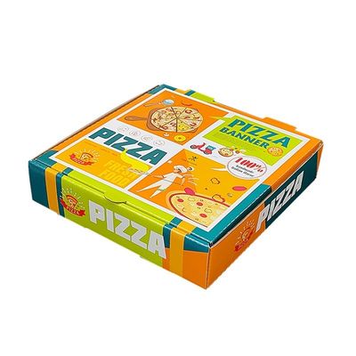 Impressão de logotipo personalizado Pizza embalada corrugada branca Caixa de cartão de papel dobrável para alimentos