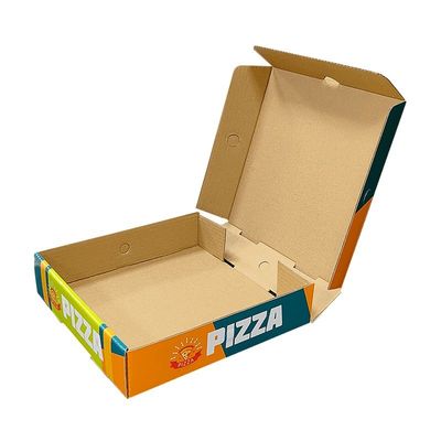 Impressão de logotipo personalizado Pizza embalada corrugada branca Caixa de cartão de papel dobrável para alimentos