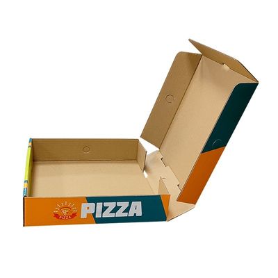Impressão de logotipo personalizado Pizza embalada corrugada branca Caixa de cartão de papel dobrável para alimentos