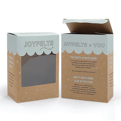 Embalagem de caixa de acabamento de papel kraft marrom com pastas de janela de PVC transparentes