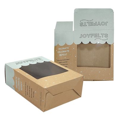 Embalagem de caixa de acabamento de papel kraft marrom com pastas de janela de PVC transparentes