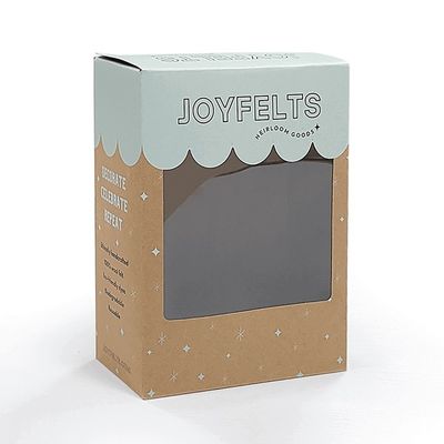 Embalagem de caixa de acabamento de papel kraft marrom com pastas de janela de PVC transparentes