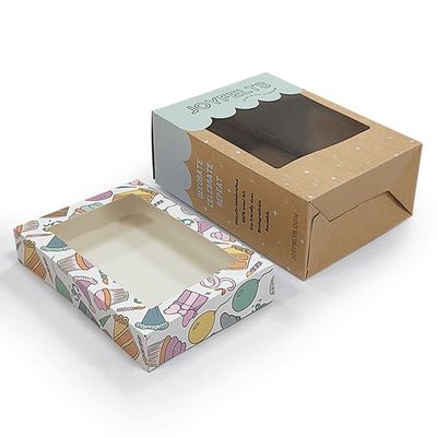 Embalagem de caixa de acabamento de papel kraft marrom com pastas de janela de PVC transparentes