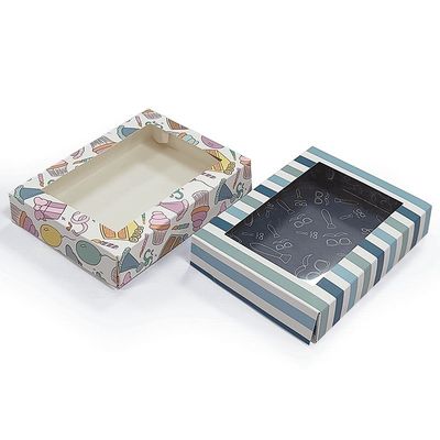 Embalagem de caixa de acabamento de papel kraft marrom com pastas de janela de PVC transparentes