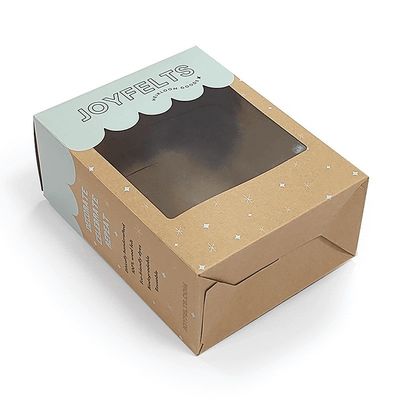 Embalagem de caixa de acabamento de papel kraft marrom com pastas de janela de PVC transparentes