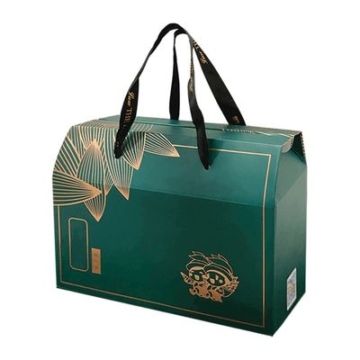 Caixa de embalagem de alimentos de cartão reutilizável para levar Kraft Gable Box com alça