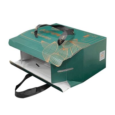 Caixa de embalagem de alimentos de cartão reutilizável para levar Kraft Gable Box com alça