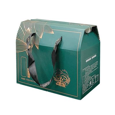 Caixa de embalagem de alimentos de cartão reutilizável para levar Kraft Gable Box com alça
