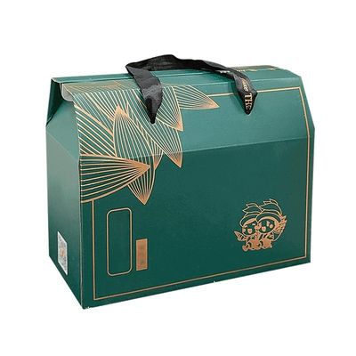Caixa de embalagem de alimentos de cartão reutilizável para levar Kraft Gable Box com alça