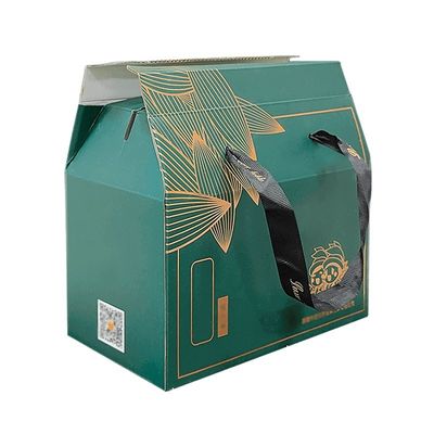 Caixa de embalagem de alimentos de cartão reutilizável para levar Kraft Gable Box com alça