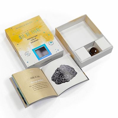 Caixas de presentes de duas peças de pedra preciosa rocha ágata cristal tamanho personalizado com inserção de papel