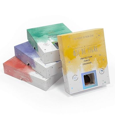 Caixas de presentes de duas peças de pedra preciosa rocha ágata cristal tamanho personalizado com inserção de papel