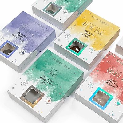 Caixas de presentes de duas peças de pedra preciosa rocha ágata cristal tamanho personalizado com inserção de papel