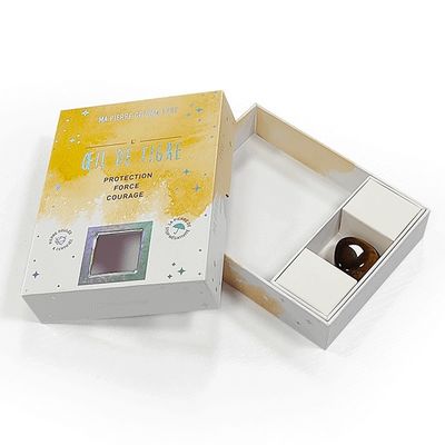 Caixa de presente rígida personalizada para acessório de vidro de cristal efeito holográfico e janela na tampa