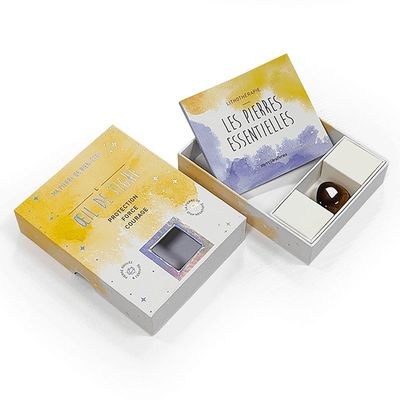 Caixa de presente rígida personalizada para acessório de vidro de cristal efeito holográfico e janela na tampa