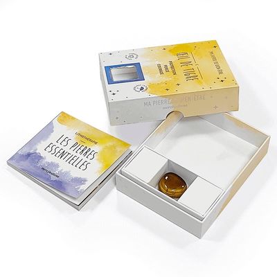 Caixa de presente rígida personalizada para acessório de vidro de cristal efeito holográfico e janela na tampa