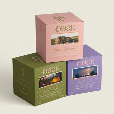 Papel revestido Jar de velas perfumadas personalizado Embalagem Papel dobrável Reverso Impresso Tuck Box