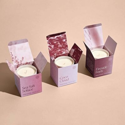 Papel revestido Jar de velas perfumadas personalizado Embalagem Papel dobrável Reverso Impresso Tuck Box