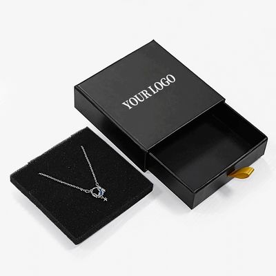 Caixa de joias de gaveta rígida com inserção de espuma com logotipo personalizado para pulseira de colar de anel 9x9x3cm
