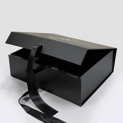 Rectangular Luxury Black Magnetic Gift Box com papelão Liner Custom Printing Logo
