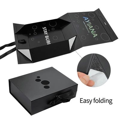 Rectangular Luxury Black Magnetic Gift Box com papelão Liner Custom Printing Logo