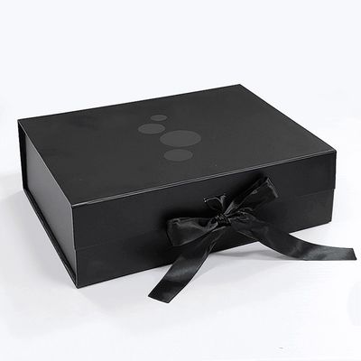 Rectangular Luxury Black Magnetic Gift Box com papelão Liner Custom Printing Logo