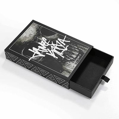 Impressão de logotipo personalizado aceita caixa de presente deslizante matte preto com pedido personalizado