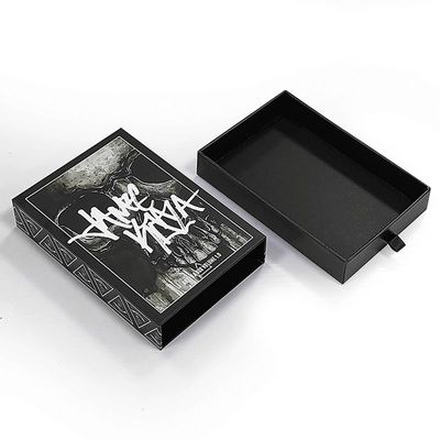 Impressão de logotipo personalizado aceita caixa de presente deslizante matte preto com pedido personalizado