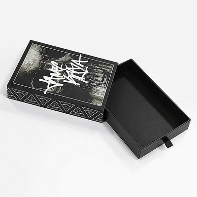 Impressão de logotipo personalizado aceita caixa de presente deslizante matte preto com pedido personalizado