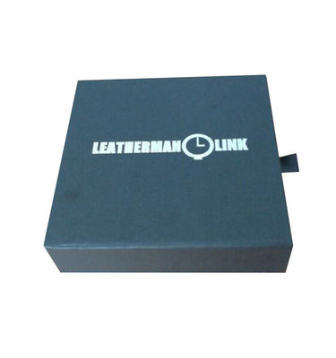 Caixa de embalagem de gaveta de presente preta Laminamento brilhante Blob bronzeado Logotipo estampado