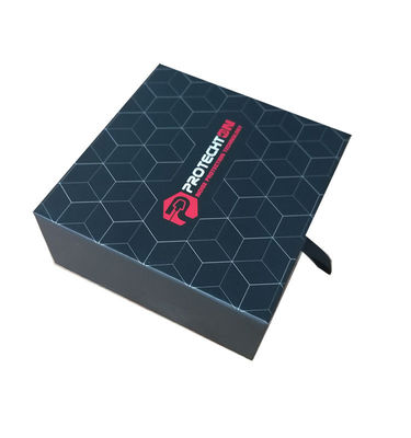 Caixa de embalagem de gaveta de presente preta Laminamento brilhante Blob bronzeado Logotipo estampado