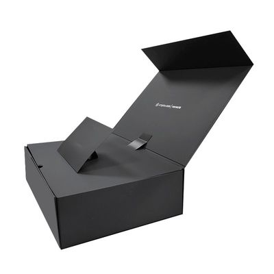 Logotipo personalizado Papel preto com fechamento magnético Caixa de presente dobrável Folha quente/UV/Verniz final
