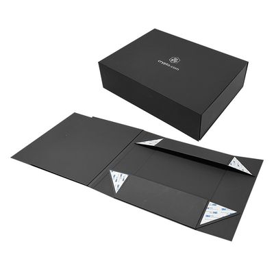 Logotipo personalizado Papel preto com fechamento magnético Caixa de presente dobrável Folha quente/UV/Verniz final