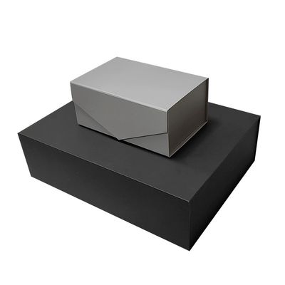 Logotipo personalizado Papel preto com fechamento magnético Caixa de presente dobrável Folha quente/UV/Verniz final