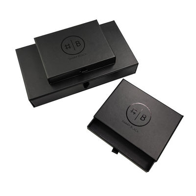 Logotipo Folha de prata / UV Finish Caixa de gavetas Caixa de papel de jóias para Custom Black End Gift