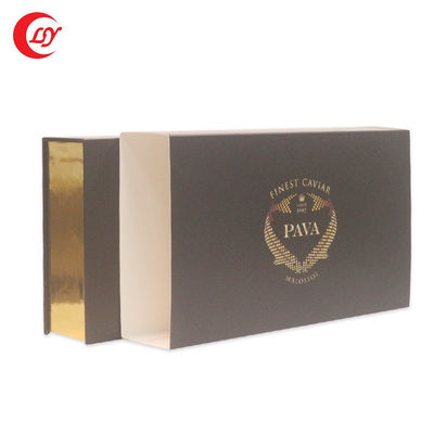 Embalagem de ouro Caviar preto tin jar vermelho Conjunto de presente com embalagem de papelão e manga