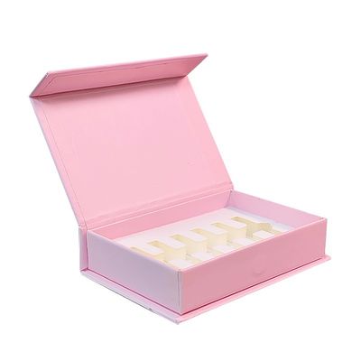 Caixas de papel magnético de espuma de frasco de óleo essencial de perfume rosa personalizado com laminação Matt