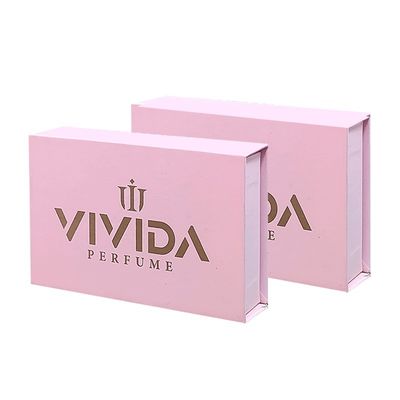 Caixas de papel magnético de espuma de frasco de óleo essencial de perfume rosa personalizado com laminação Matt