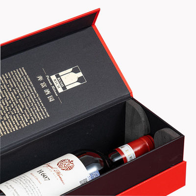 Liquor Vinho tinto Uísque Garrafa de vidro Papel rígido Cartão de embalagem Caixa-presente de papel magnético Flip Top