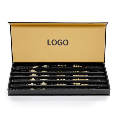 Logotipo personalizado preto Embalagem de presente de luxo Caixa magnética com forro de papelão